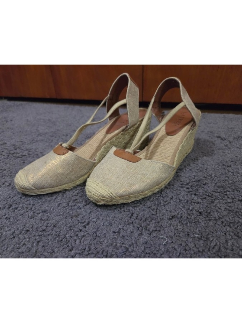 Ralph Lauren Neutral Espadrille Wedge Slingbacks